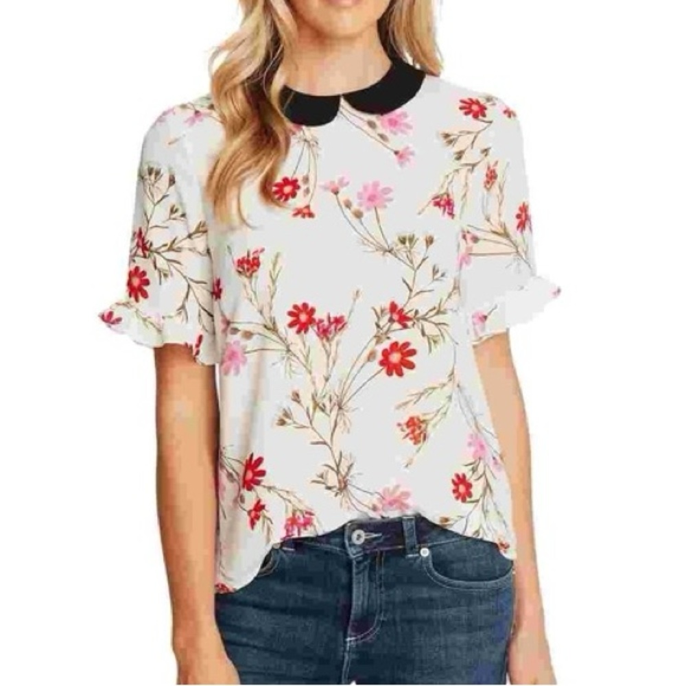 Cece floral Peter Pan Collad Blouse